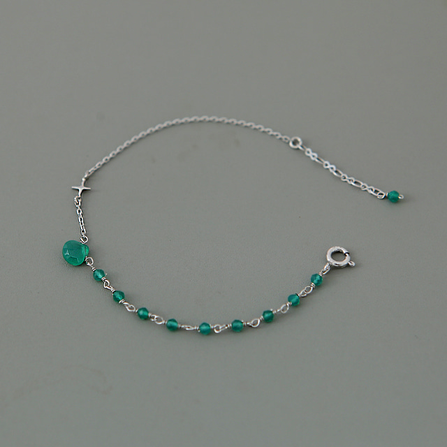 페리보 그린 오닉스 실버 팔찌 Periboea Green Onyx Bracelet,Silver