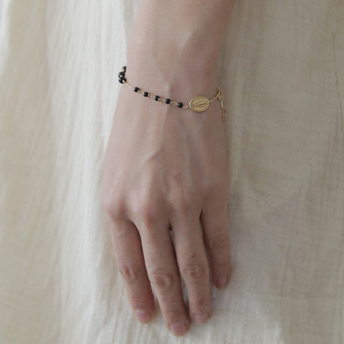 글로리아 오닉스 골드 묵주팔찌 Gloria Onyx Gold Rosary Bracelet,14K