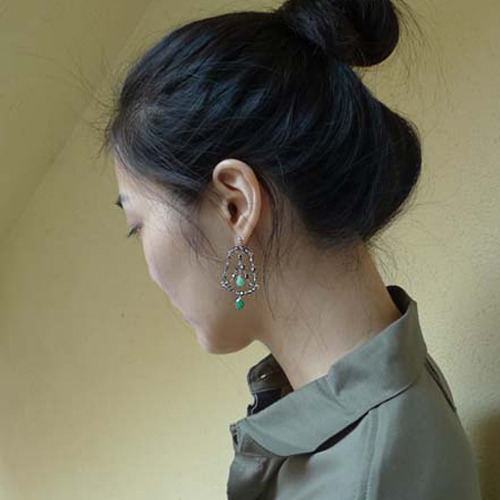 Shiny green chanderier earring 샤이니 그린 샹들리에 귀걸이