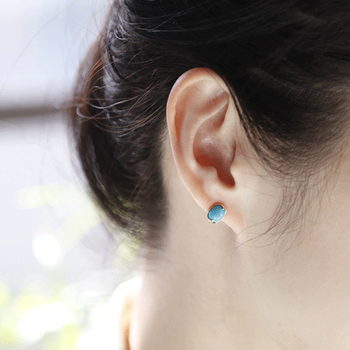 루나 터키석 귀걸이 Runa Turquoise Gold Earring,14K,18K